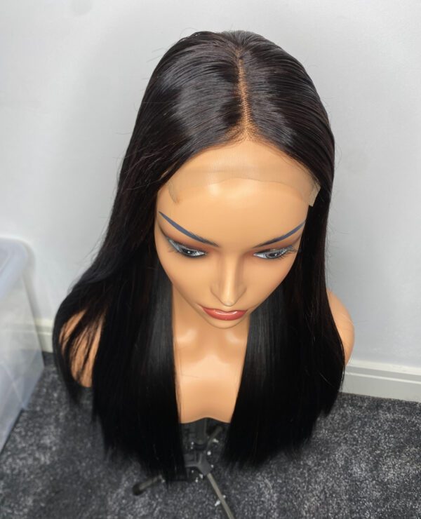 IMG_9494 SDD Bone Straight Raw Human Hair Wig (Black - 26inches)