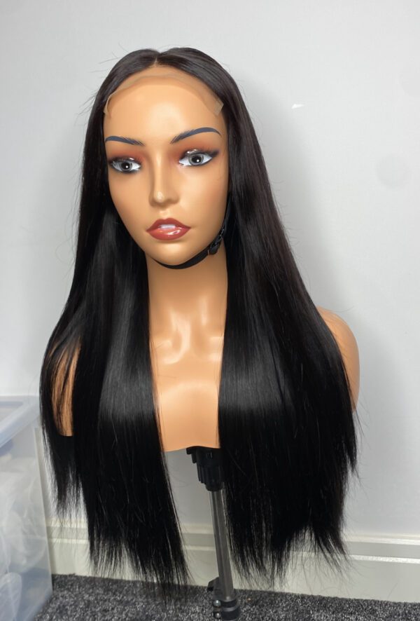 IMG_9495 SDD Bone Straight Raw Human Hair Wig (Black - 26inches)