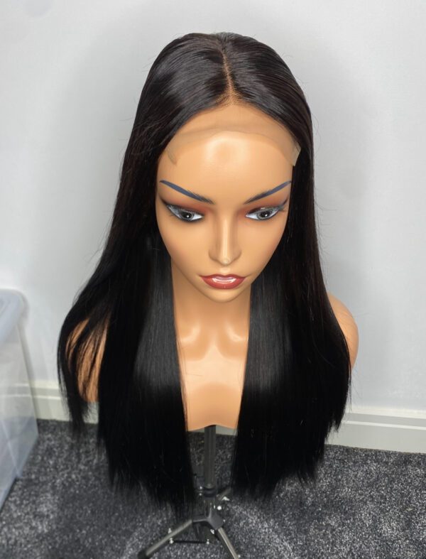 IMG_9496 SDD Bone Straight Raw Human Hair Wig (Black - 26inches)