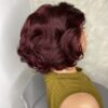 IMG_9676 Virgin Human Hair bouncy wig 12 inches (Wine color)