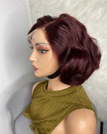 Virgin Human Hair bouncy wig 12 inches (Wine color)