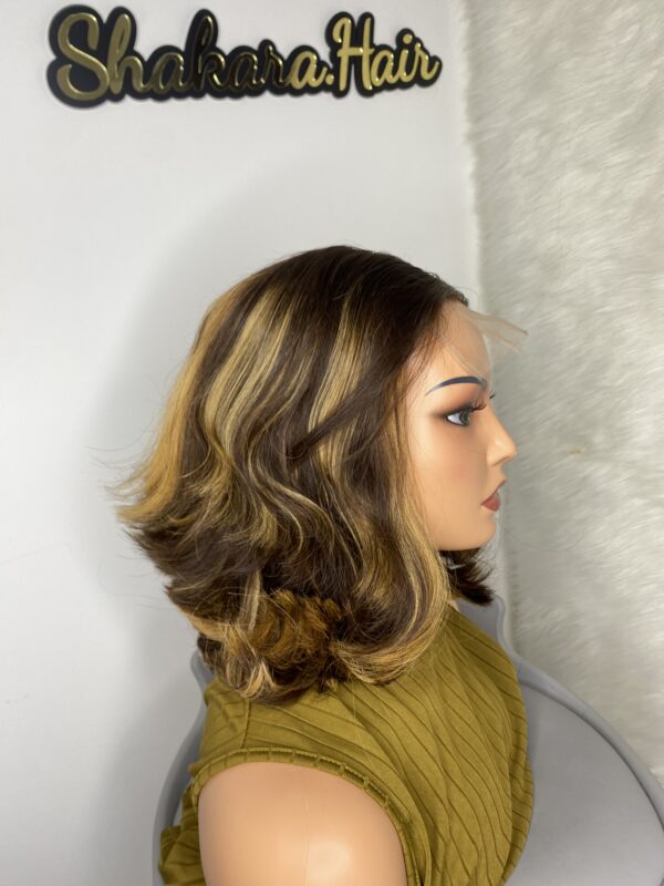 IMG_9756 Raw Vietnamese SDD Human Hair Bouncy Wig (striped Highlights)