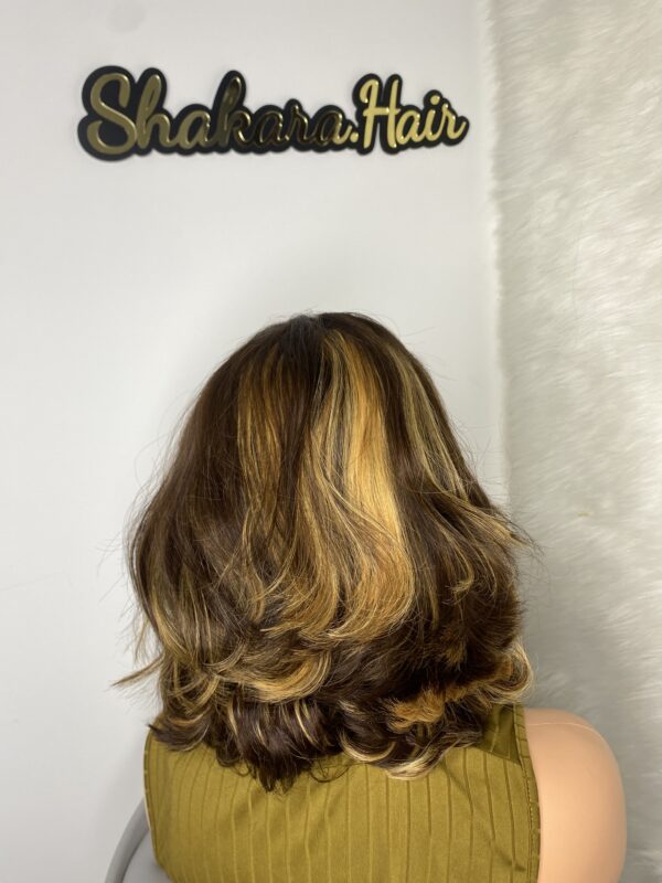 IMG_9771 Raw Vietnamese SDD Human Hair Bouncy Wig (striped Highlights)