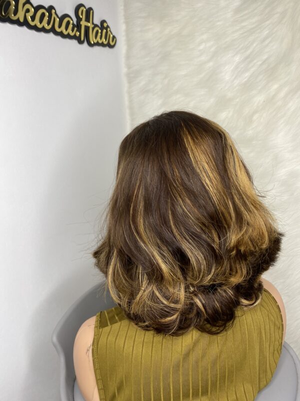 IMG_9779 Raw Vietnamese SDD Human Hair Bouncy Wig (striped Highlights)
