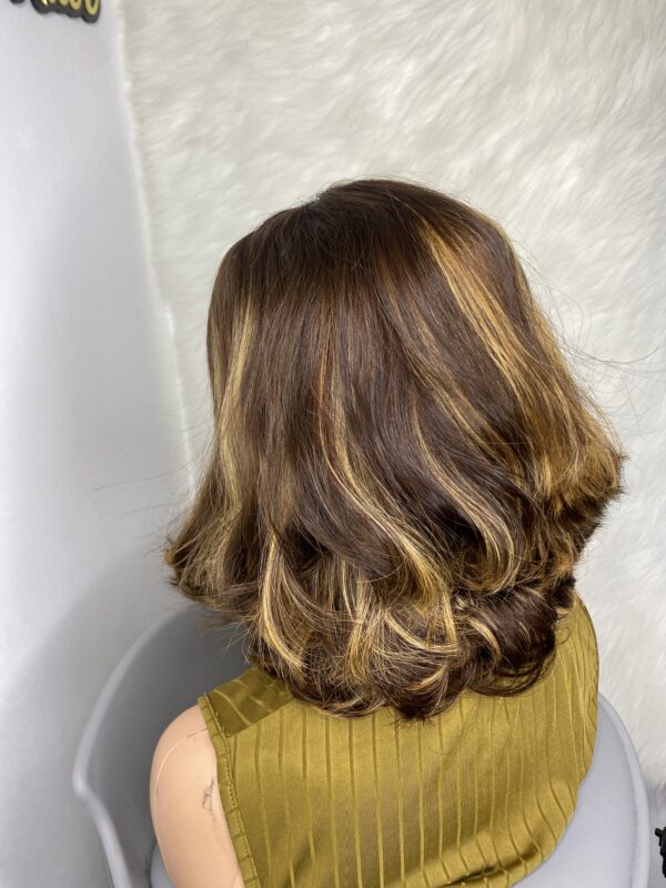 IMG_9781 Raw Vietnamese SDD Human Hair Bouncy Wig (striped Highlights)