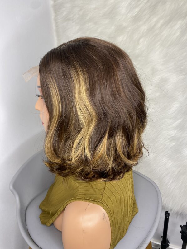 IMG_9782 Raw Vietnamese SDD Human Hair Bouncy Wig (striped Highlights)