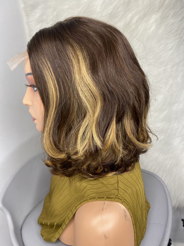 IMG_9784 Raw Vietnamese SDD Human Hair Bouncy Wig (striped Highlights)