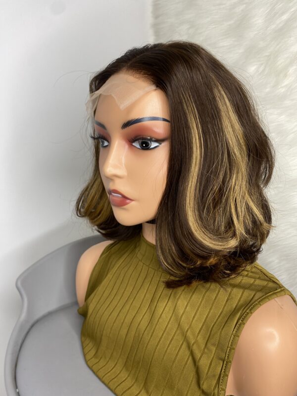 IMG_9805 Raw Vietnamese SDD Human Hair Bouncy Wig (striped Highlights)
