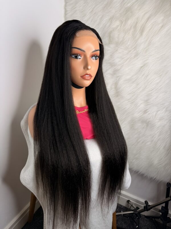 Kinky Straight Glueless Virgin Human Hair 30 Inches Wig