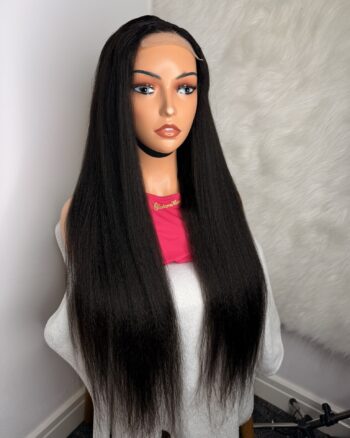 Kinky Straight Glueless Virgin Human Hair 30 Inches Wig