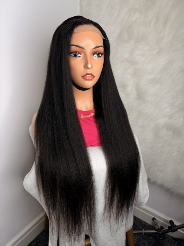 Kinky Straight Glueless Virgin Human Hair 30 Inches Wig