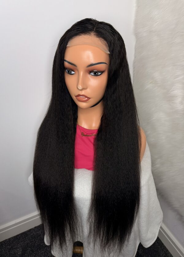 Kinky Straight Glueless Virgin Human Hair 30 Inches Wig