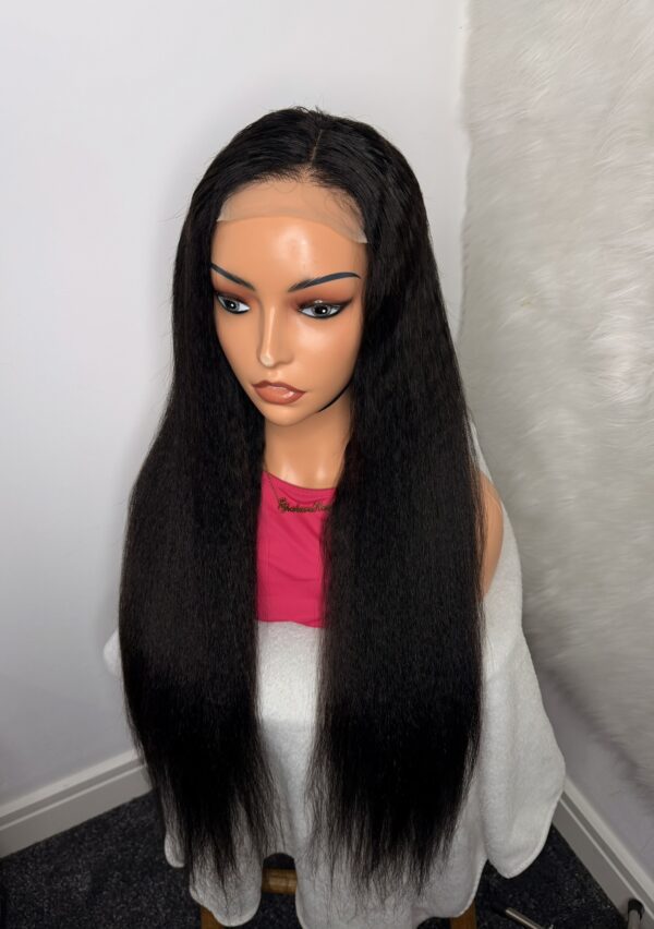 Kinky Straight Glueless Virgin Human Hair 30 Inches Wig
