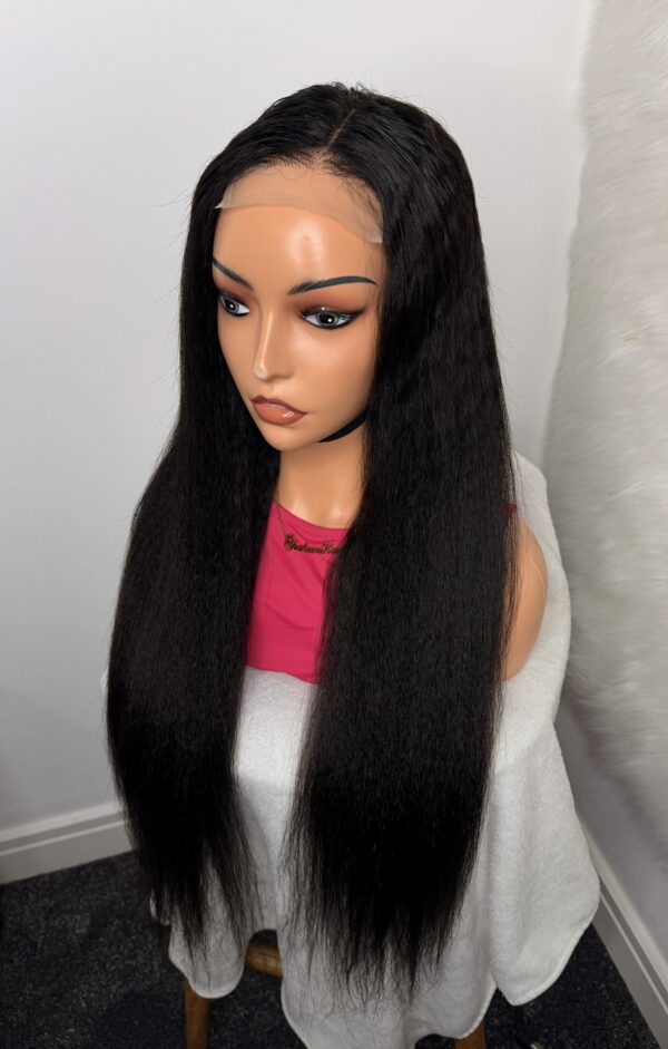 Kinky Straight Glueless Virgin Human Hair 30 Inches Wig